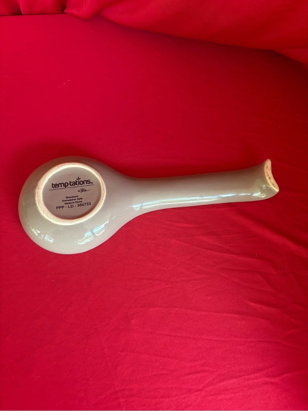 Temp-Tations Beige Ceramic Spoon Rest with Subtle Wave Texture